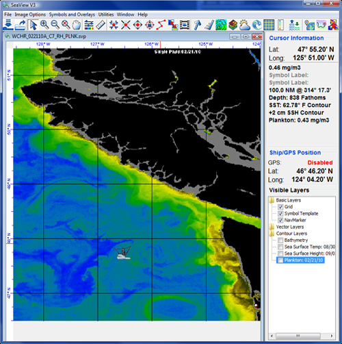 Chlorophyl/Plankton Single Satellite Overpass Desktop Image